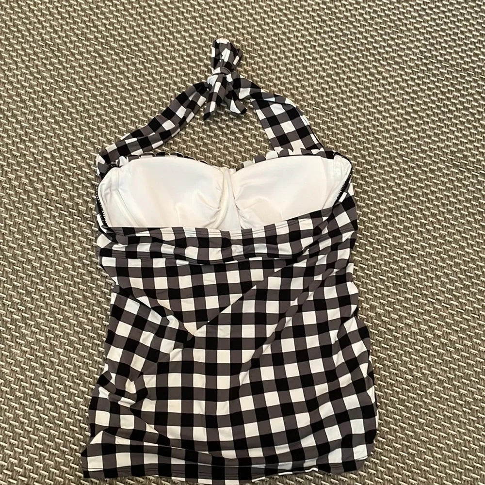 Loft Beach Gingham Ruched Halter Tankini Top & Bottom - Picture 3 of 7